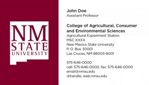 NMSU College of ACES - Agricultural Experiment Station - Business Cards
